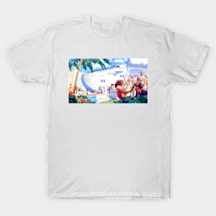 Holiday in Hawaii Arrive by Seaplane 1938 Travel Poster T-Shirt